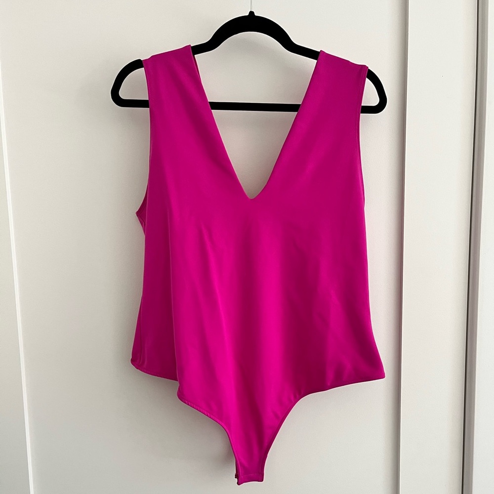 NWT Free People Hot Pink Keep it Sleek Bodysuit size XL